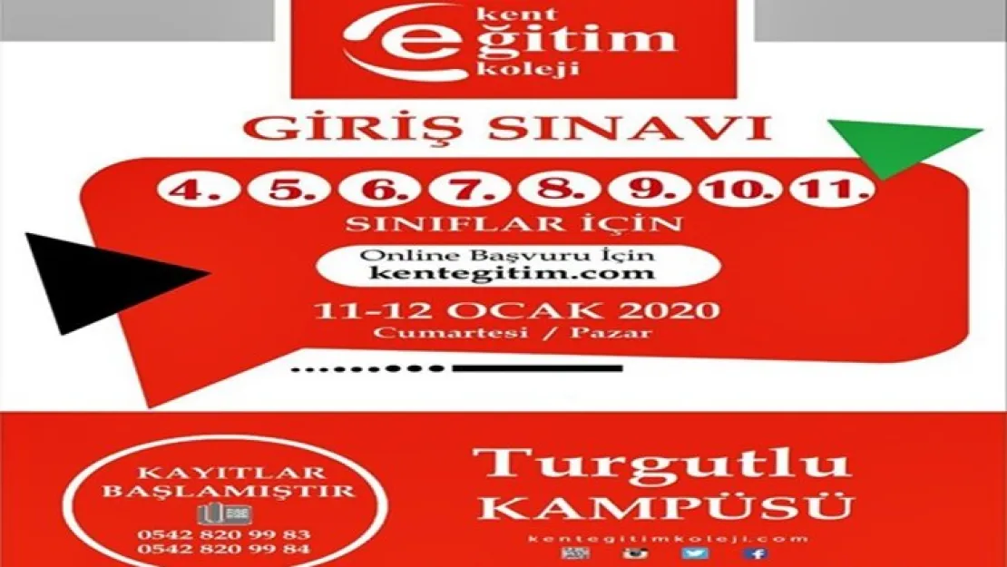Kent Eğitim Koleji Turgutlu Kampüsü Giriş Sınavı '11 -12 Ocak 2020' Tarihlerinde Yapılacak