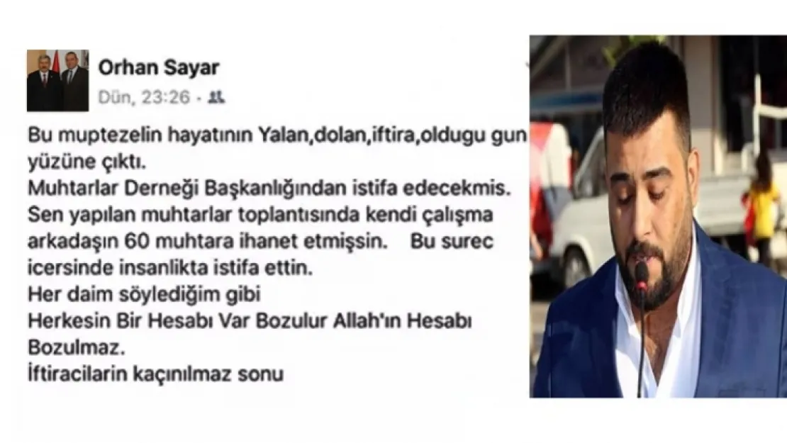 MUHTAR GÜREL'DEN  İLÇE BAŞKANINA SUÇ DUYURUSU