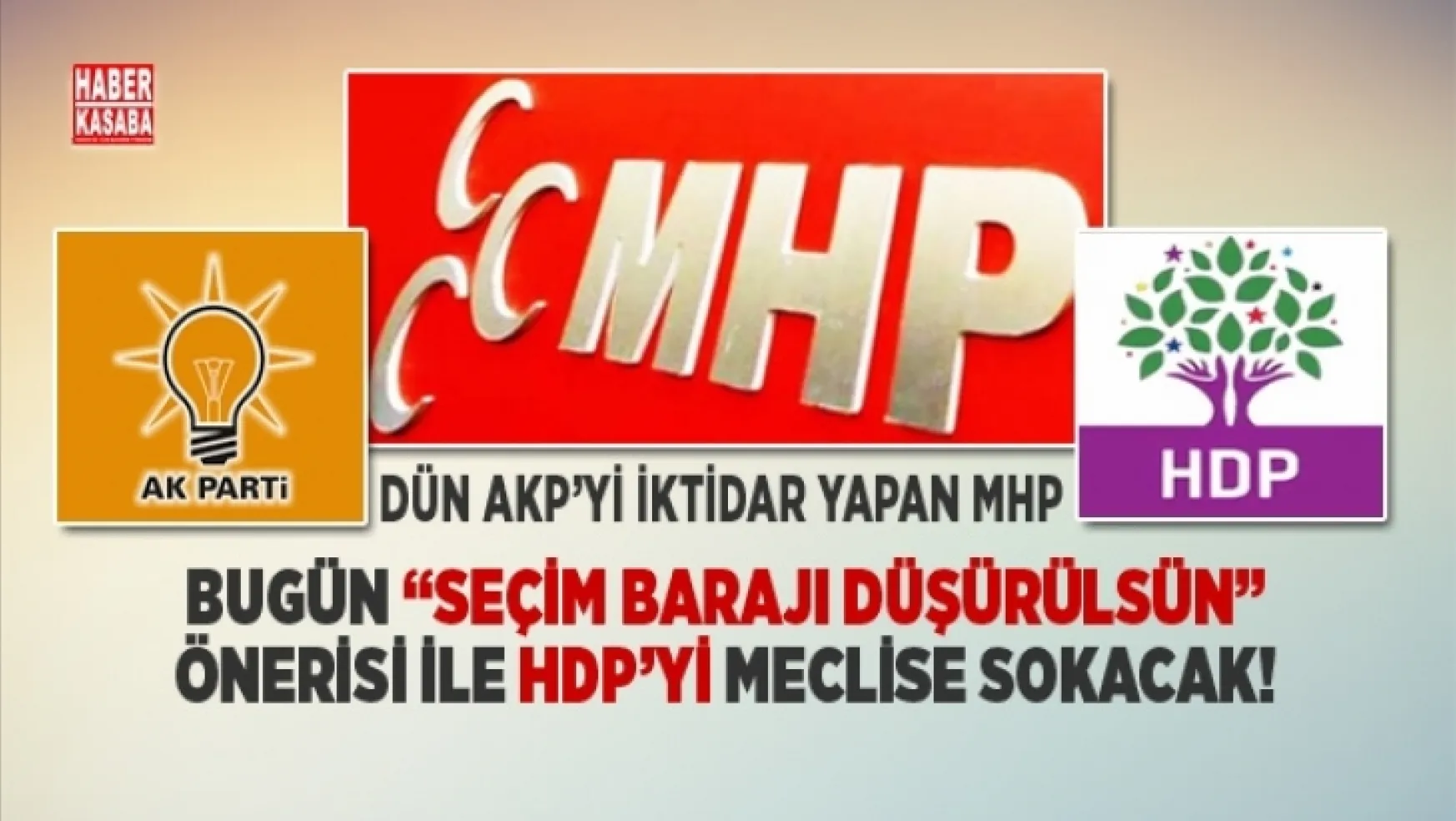 AKP'yi Dün iktidar yapan MHP, 'Seçim barajı düşürülsün' önerisi ile bugün de HDP'yi meclise sokacak!