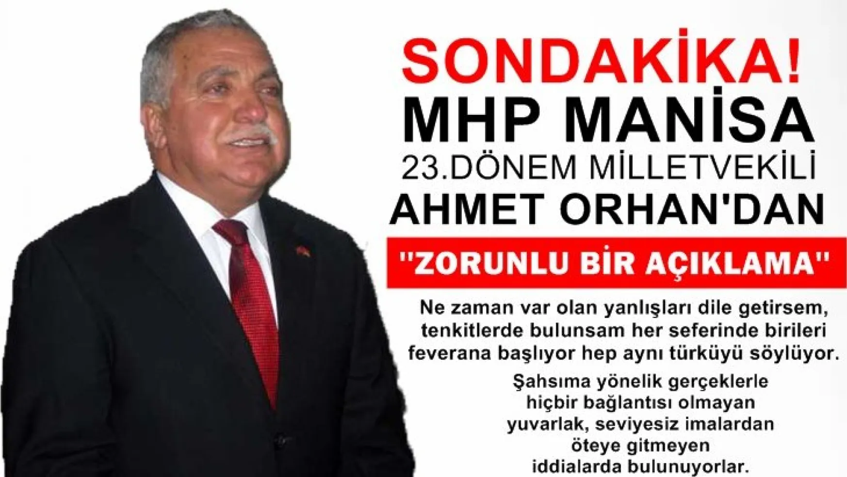 MHP'li Ahmet Orhan'dan yuvarlak, Seviyesiz imalardan öteye gitmeyen iddialar