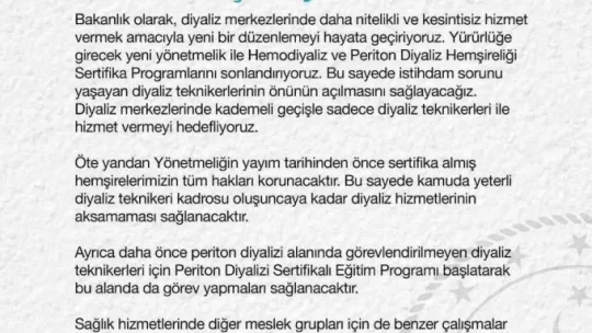 Diyaliz teknikerleri haklarını istiyor