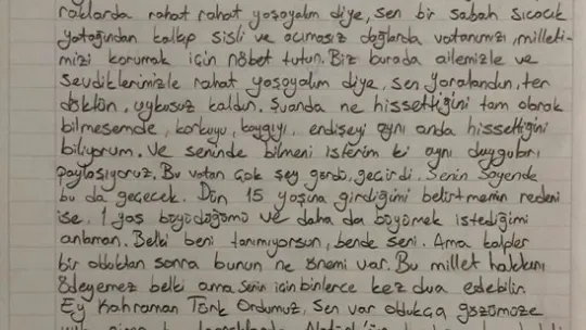 Kent Eğitim Koleji öğrencilerinden harekattaki Mehmetçiğe duygu dolu mektup