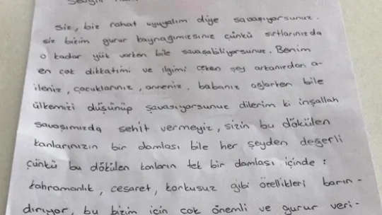 Kent Eğitim Koleji öğrencilerinden harekattaki Mehmetçiğe duygu dolu mektup