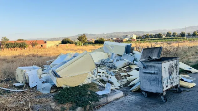 Albayrak Mahallesi'nde konteynerin ardına atılan çöpler günlerdir toplanmıyor