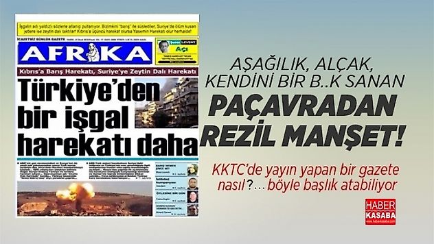 KKTC'de yayın yapan Afrika paçavrasının rezil manşeti!