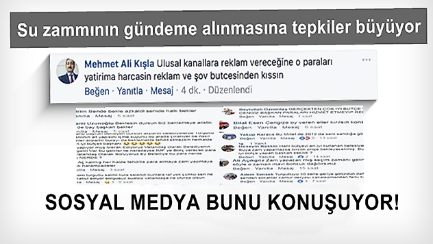 Su zammının gündeme alınmasına sosyal medyada tepkiler büyüyor