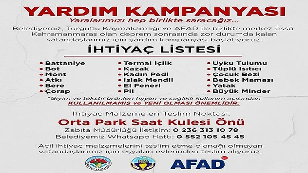 Turgutlu Yardım Elini Depremzedelere Uzatıyor